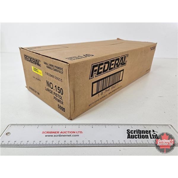 Federal No. 150 Large Pistol Primers : Unopened Case Lot : 5,000