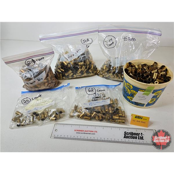 Empty Brass : .45 Auto : 1,542 Count : c/w Storage Tub