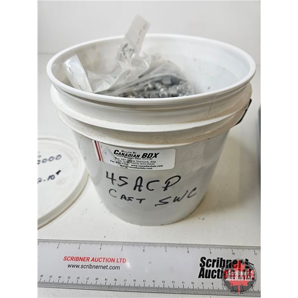 Cast Lead Bullets : .45 ACP : SWC : Approximately 43.4 lb Including Pail