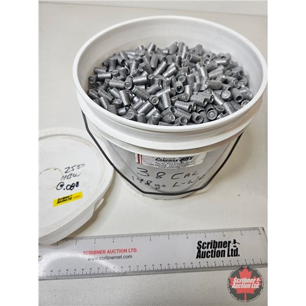 Lead Hollow-Base Wadcutter Bullets : .38 Cal : 148 gr : Approximately 53.2 lb Including Pail