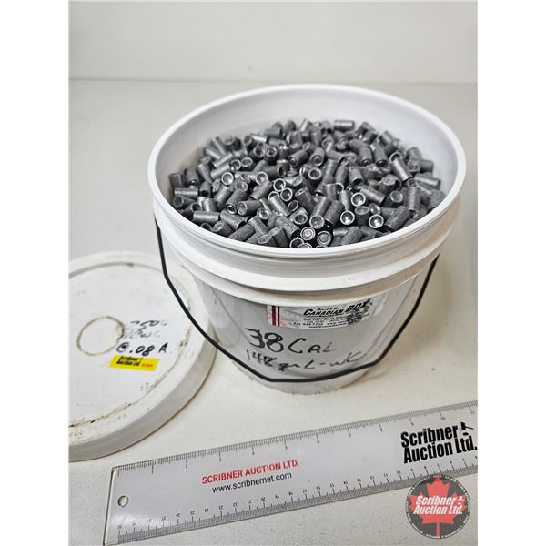 Lead Hollow-Base Wadcutter Bullets : .38 Cal : 148 gr : Approximately 53.4 lb Including Pail