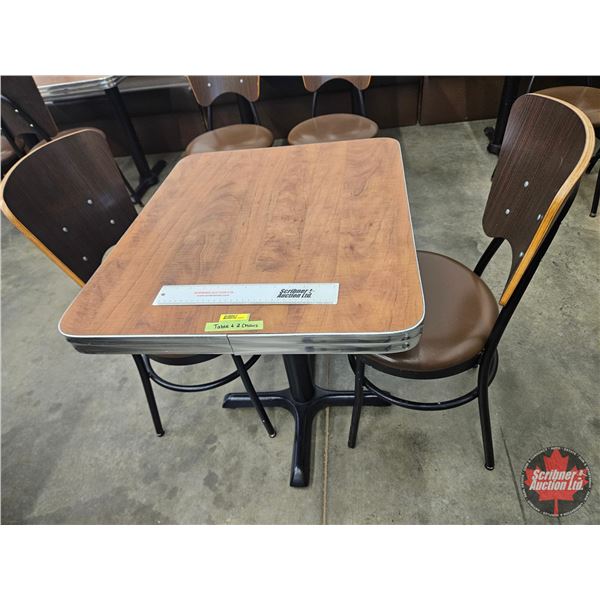 Restaurant Table : Woodgrain Laminate Top : c/w (2) Chairs