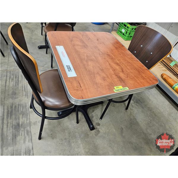 Restaurant Table : Woodgrain Laminate Top : c/w (2) Chairs