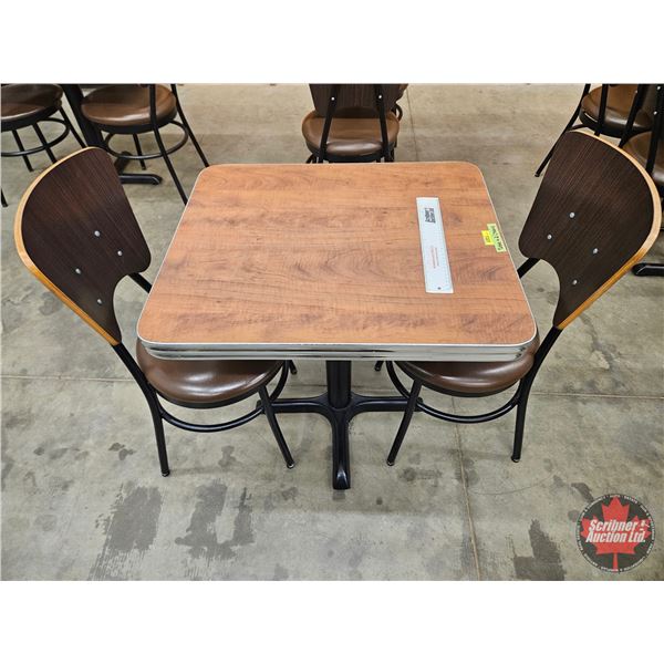 Restaurant Table : Woodgrain Laminate Top : c/w (2) Chairs