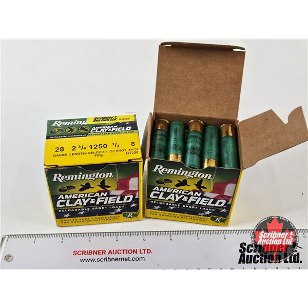 AMMO : Remington American Clay & Field : 28ga 2-3/4″ (3/4oz : #8 Shot) (50 Rnds TOTAL)