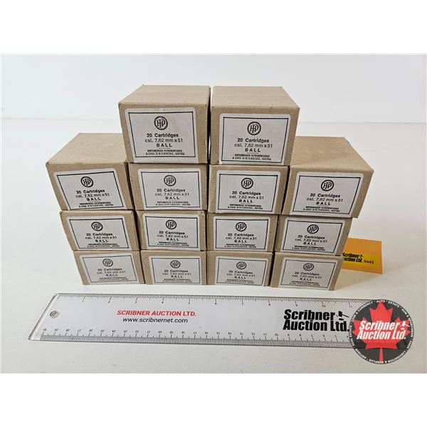 AMMO : Hirtenberger Military Surplus : 7.62x51 (147gr : FMJ) (280 Rnds TOTAL)