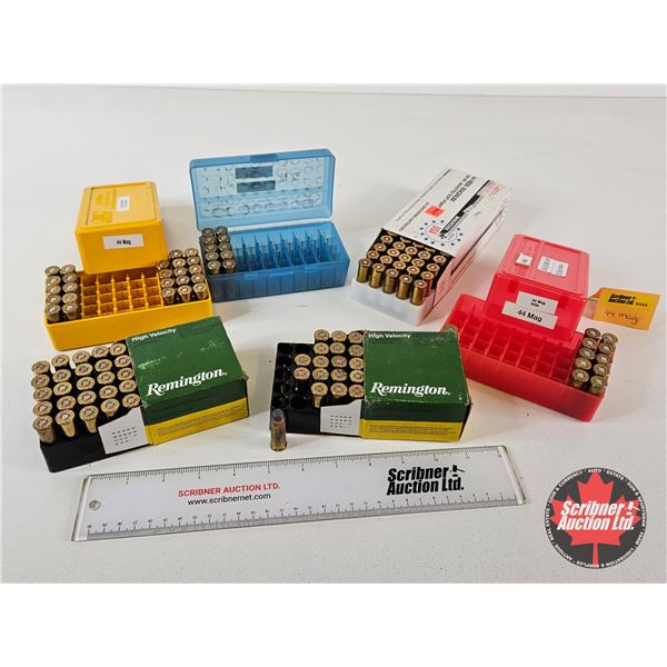 AMMO - Reloads : 44 Rem Mag : JSP & SWC (138 Rnds TOTAL) : c/w (3) Plastic Ammo Boxes