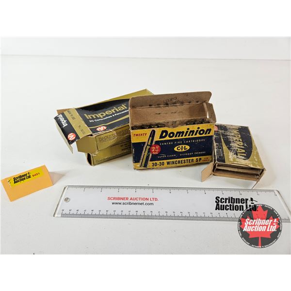 AMMO : Variety of Vintage 30-30 Win : Imperial & Dominion (73 Rnds TOTAL)