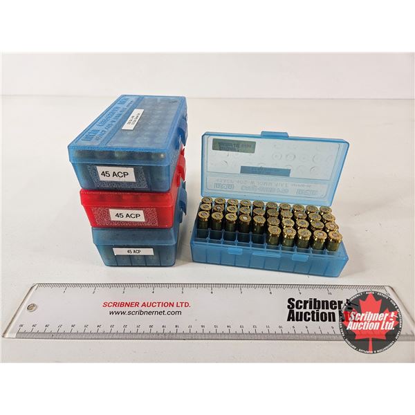 AMMO - Reloads : 45 Auto : SWC & RN Lead (177 Rnds TOTAL) : c/w (4) Plastic Ammo Boxes