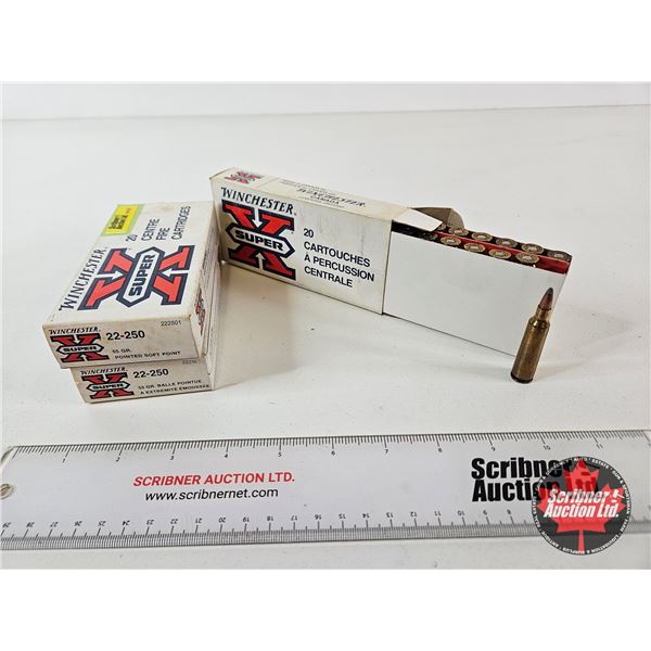 AMMO - Reloads : 22-250 Rem : PSP (46 Rnds TOTAL) : c/w (14) Brass