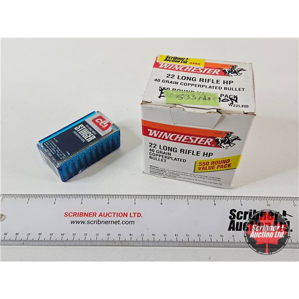 AMMO : Winchester & CCI Stinger : 22LR : Copper Plated HP (583 Rnds TOTAL)