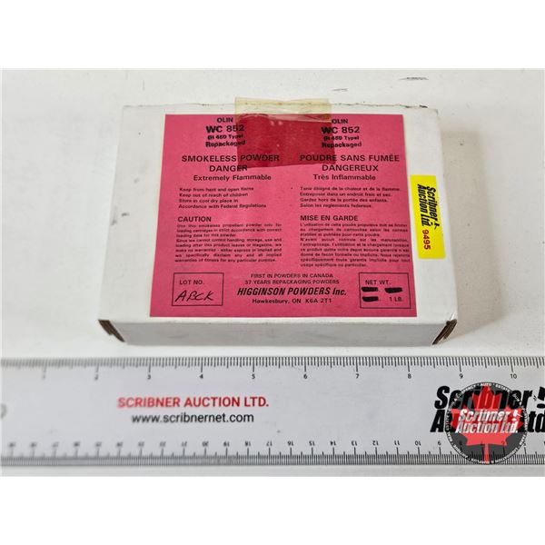 POWDER : Olin WC 852 (H 450 Type) : Smokeless Powder : Unopened Bulk Box (1 lb)