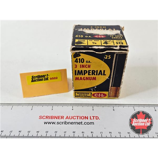 AMMO : Vintage CIL Imperial Magnum : 410ga 3″ (3/4oz : #4 Shot) (22 Rnds TOTAL)