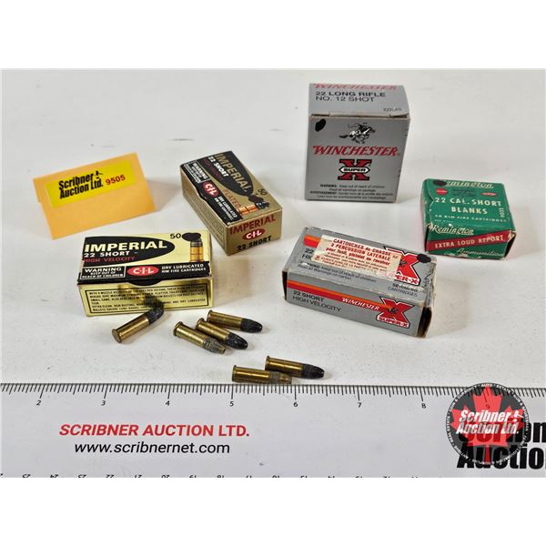 AMMO : Assorted 22 Rimfire : Shorts : 22LR #12 Shot : Blanks (210 Rnds TOTAL)