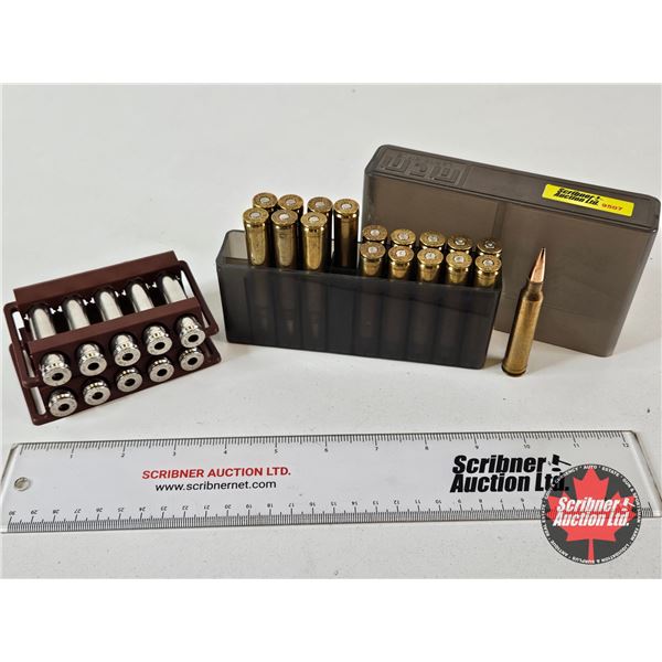 AMMO - Reloads : 300 Win Mag (8 Rnds TOTAL) : c/w (20) Brass & Plastic Ammo Holders