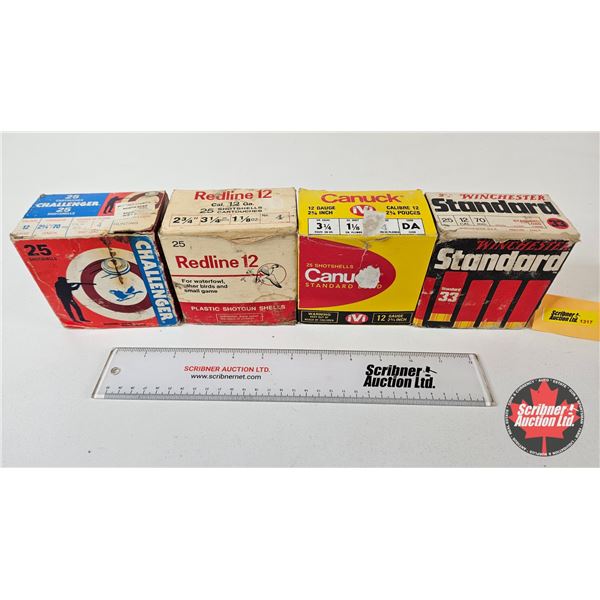 AMMO : Variety of 12ga 2-3/4″ Shotshells (1-1/8oz : #4 Shot) (100 Rnds TOTAL)