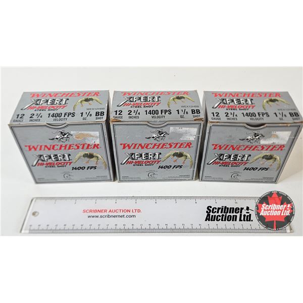 AMMO : Winchester Xpert Hi-Velocity : 12ga 2-3/4″ (1-1/8oz : BB Steel Shot) (75 Rnds TOTAL)