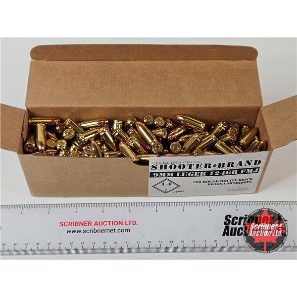 AMMO : Sterling Cross Shooter Brand Battle Brick : 9mm Luger (124gr : FMJ) (200 Rnds TOTAL)