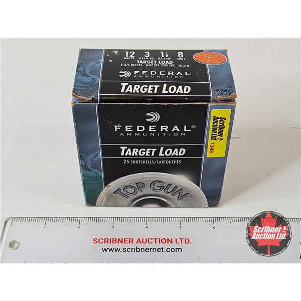 AMMO : Federal Top Gun Target Load : 12ga 2-3/4″ (1-1/8oz : #8 Shot) (25 Rnds TOTAL)