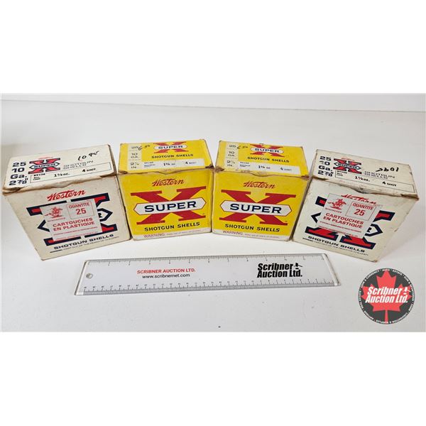AMMO : Vintage Western Super-X : 10ga 2-7/8″ (1-5/8oz : #4 Shot) (87 Rnds TOTAL)