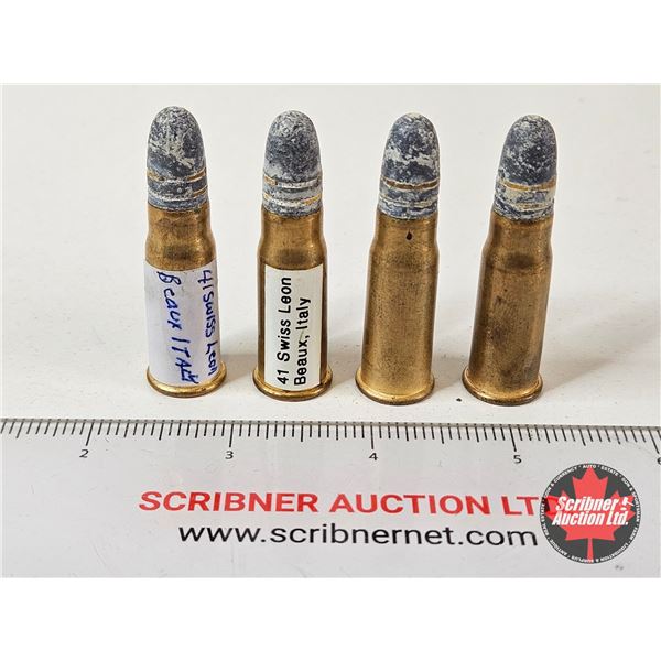 AMMO : Antique L. Beaux : 41 Swiss Rimfire (4 Rnds TOTAL)
