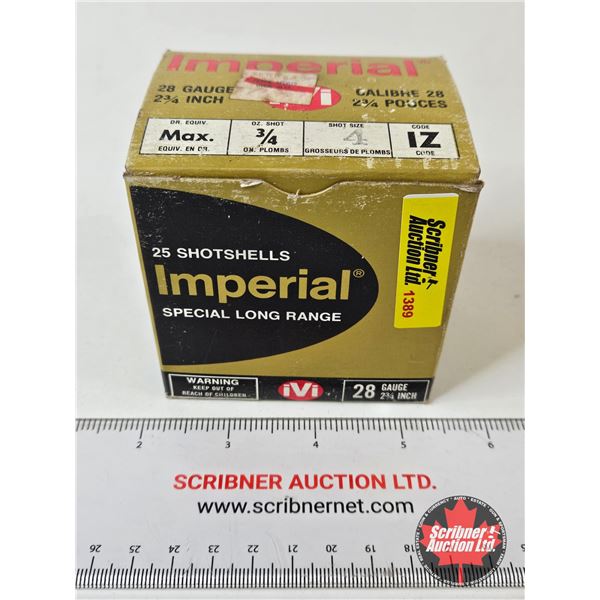 AMMO : IVI Imperial : 28ga 2-3/4″ (3/4oz : #4 Shot) (25 Rnds TOTAL)