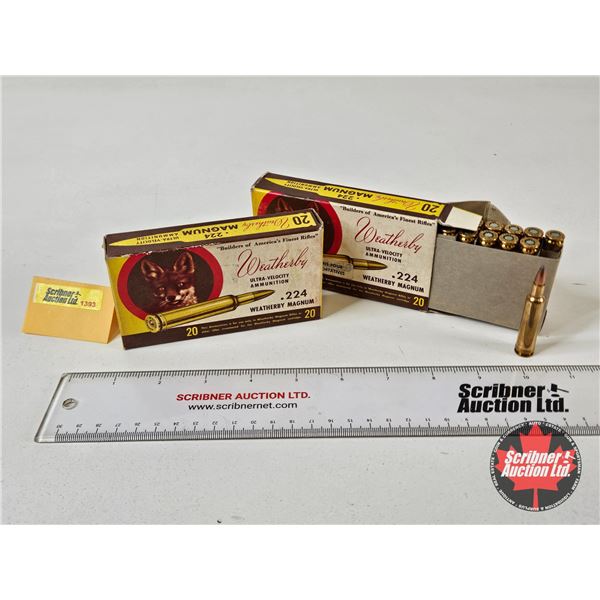 AMMO : Vintage Weatherby : 224 Wby Mag (55gr : SP) (34 Rnds TOTAL)