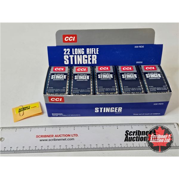 AMMO : CCI Stinger : 22LR (32gr : CPHP) (500 Rnds TOTAL) : c/w Display Box