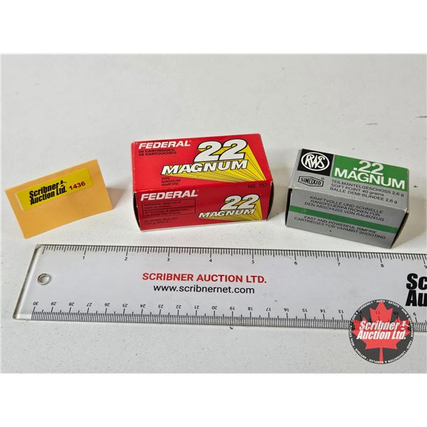 AMMO : Vintage Federal & RWS : 22 Win Mag (100 Rnds TOTAL)