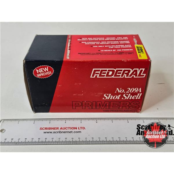 PRIMERS : Federal : No. 209A Shotshell Primers (1000 Count TOTAL)