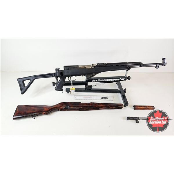RIFLE: Russian SKS 1954R : 7.62x39 : Semi Auto : Sporterized : c/w Buttstock, Forestock & Bayonet