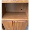 Image 11 : Three-Piece Oak Veneer Wall Unit with Glass Doors and Shelves