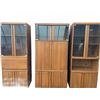 Image 1 : Three-Piece Oak Veneer Wall Unit with Glass Doors and Shelves