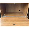 Image 4 : Three-Piece Oak Veneer Wall Unit with Glass Doors and Shelves
