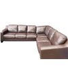 Image 1 : Brown Leather Sectional Sofa With Chaise