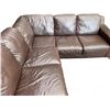 Image 5 : Brown Leather Sectional Sofa With Chaise