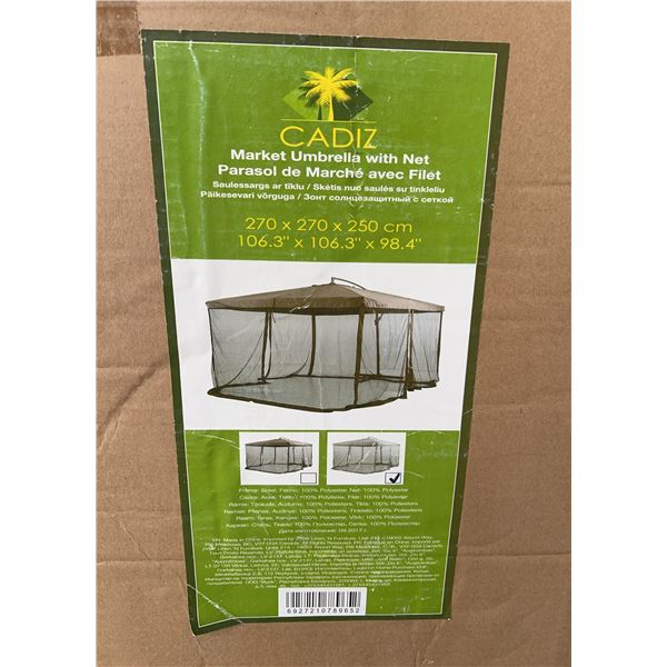 Cadiz Market Umbrella With Net, 270 cm, Ash Colour