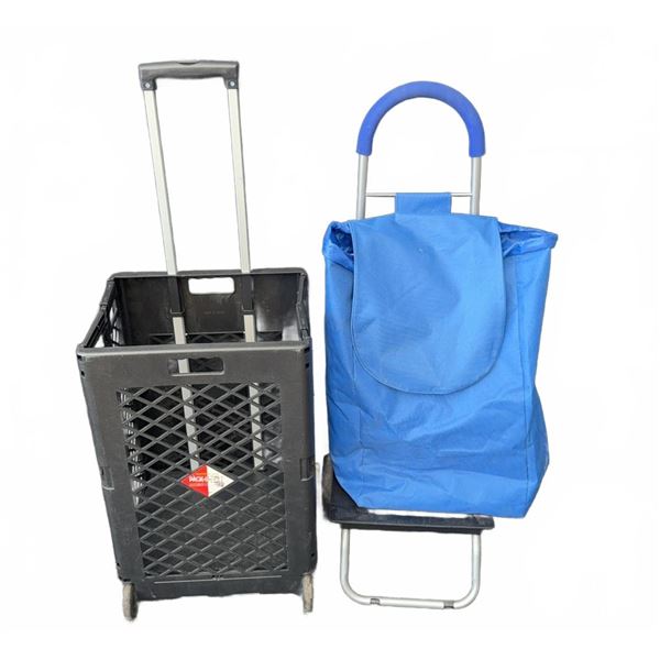Olympia Pack-N-Roll Cart and Blue Shopping Trolley