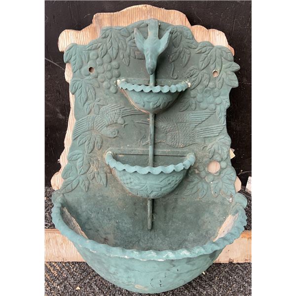 Three-Tier Wall Fountain with Bird Motif, Cast Composition
