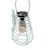 Image 7 : Storage Lot: Wicker Bench with Baskets, Wire Shelf, 2 Blue Metal Lanterns