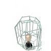 Image 8 : Storage Lot: Wicker Bench with Baskets, Wire Shelf, 2 Blue Metal Lanterns