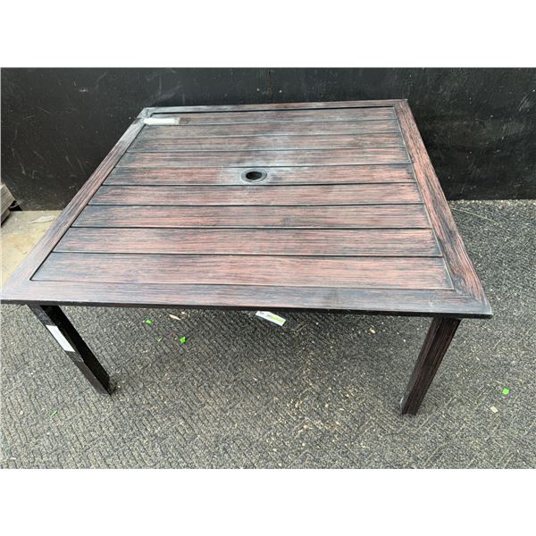 Outdoor Square Metal Patio Table with Centre Umbrella Hole