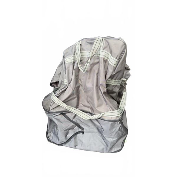 Grey Soft-Sided Rolling Travel Bag With Four Wheels and Zip Closure