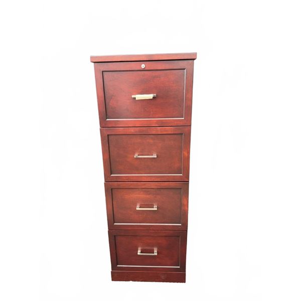 Wooden Four-Drawer Filing Cabinet with Metal Handles
