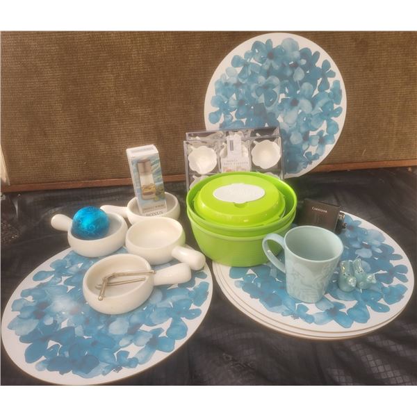 Bowls, Plates, Oil Spritzer, Mug, Knife Sharpener, Mixing Bowls