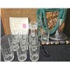 Image 1 : Drinkware Lot with Glasses, Pitcher, Plate, Stein, Tote Bag, and Bottle Light