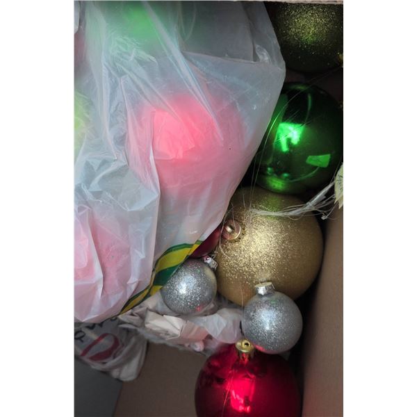 Christmas Ornaments, Two PartyLite Candle Holders, and Picture Frame