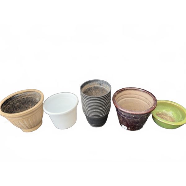 5 Assorted Garden Planters Various Materials And Sizes