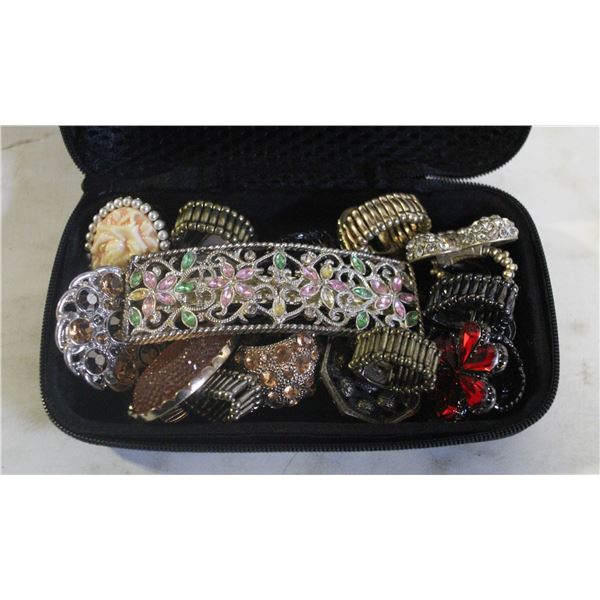 BOX WITH VINTAGE OVERSIZED RINGS & MORE