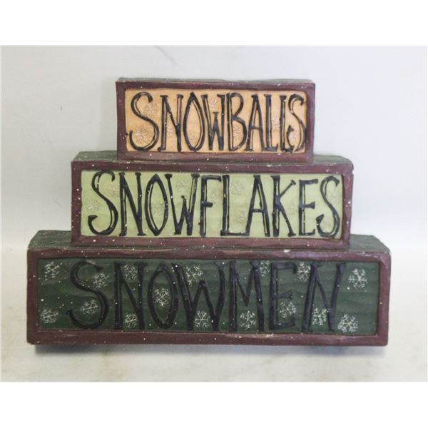 RUSTIC SNOWBALLS SNOWFLAKES SNOWMEN SCULPTURE